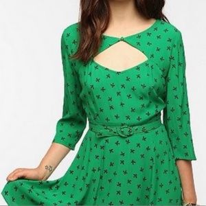 UO 40s Quarter-length Sleeve Cut Out Mini Dress